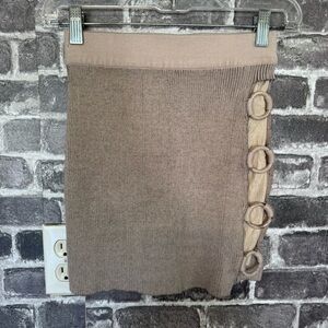 Find Me Now mini skirt tan ribbed sweater